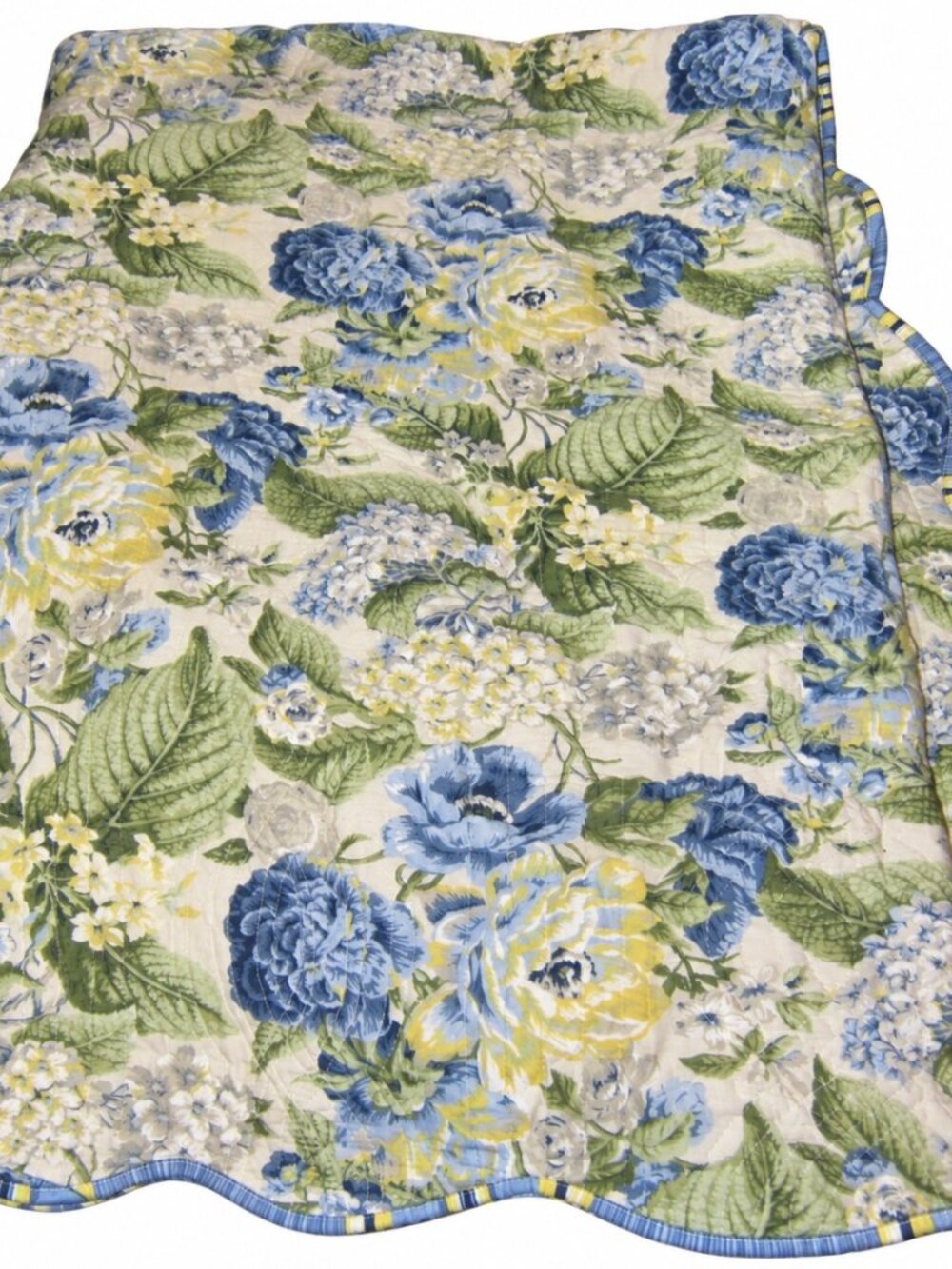 Waverly King Reversible Spread 104X90" 100% Cotton Floral Print Striped Quilted